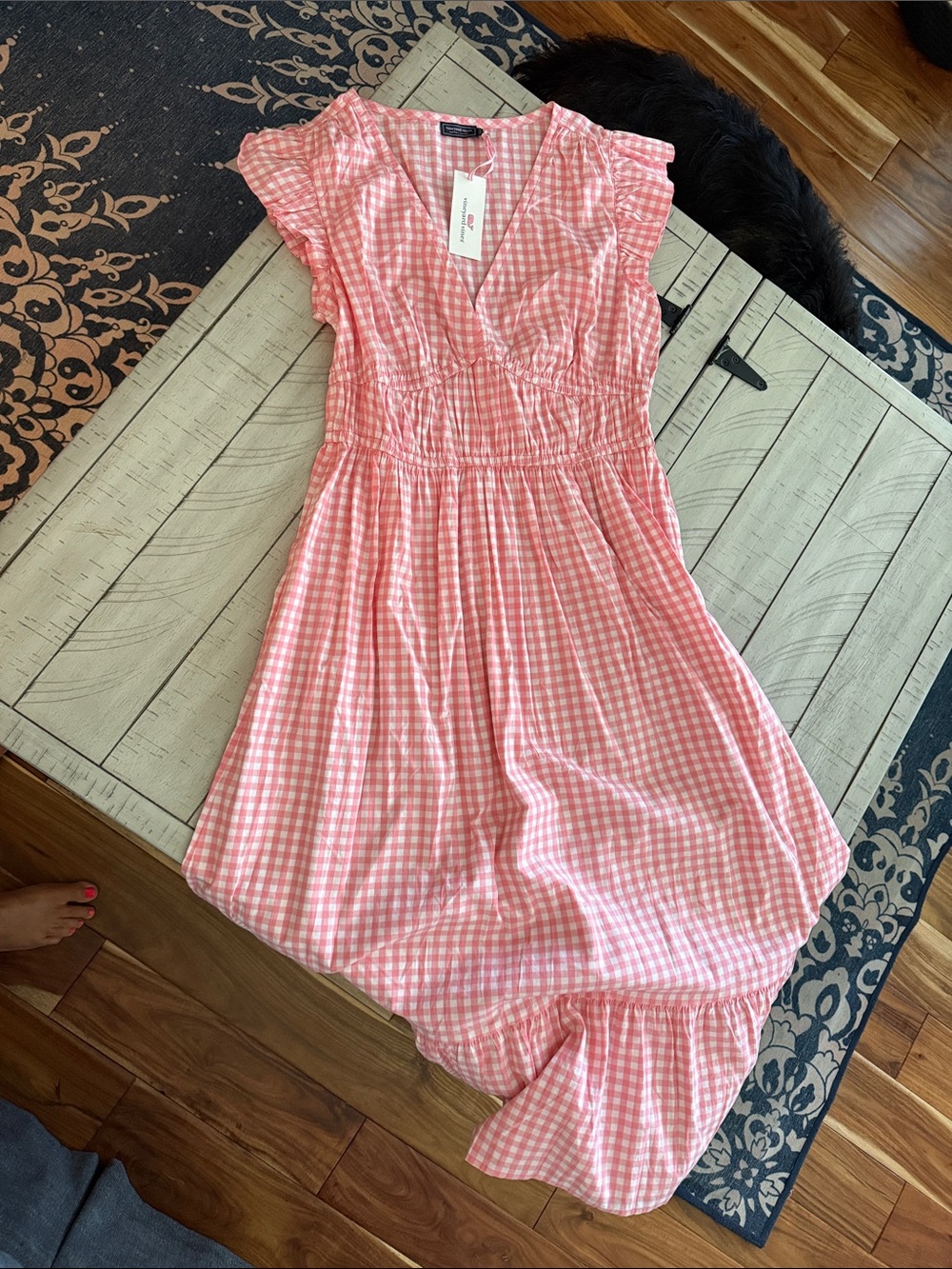 Vineyard Vines Pink Gingham Maxi Dress